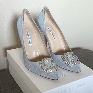 Manolo Blahnik Hangisi 105 Embellished Shimmer Pumps